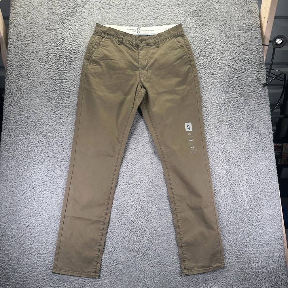 Mutual Weave Pants Mens 34x34 Brown The Standard Chino Cotton Stretch Slim Taper